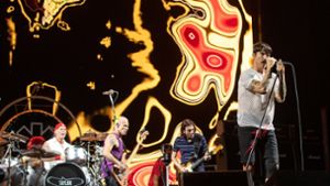 Die Red Hot Chili Peppers am 9. Oktober 2022 in Austin, Texas: Chad Smith, Flea, John Frusciante und Anthony Kiedis (von links). Foto: o/e