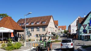 Der Löwenkreisel in Steinenbronn ist der Dreh- und Angelpunkt des Durchfahrtsverkehrs. Foto: Archiv Vollmer