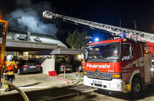45 Einsatzkräfte der Feuerwehr Holzgerlingen löschten das Feuer. Foto: 7aktuell.de/Simon Adomat