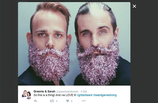 Lustige Glitzerbärte machen derzeit unter #glitterbeard auf Twitter die Runde. Der neue Hipster-Trend zu Weihnachten? Foto: Twitter