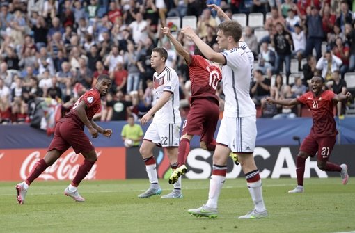 Frust bei der deutschen U21-Nationalmannschaft beim EM-Aus gegen Portugal.  Foto: EPA