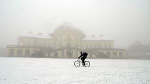 Die Solitude im Schneetreiben: Nicht nur Autofahrer hatten mit dem Wintereinbruch zu kämpfen. Foto: Andreas Rosar Fotoagentur-Stuttg