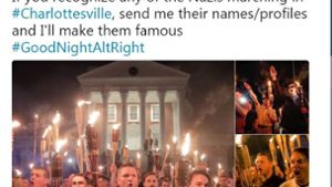 Twitter-Seiten wie die des Nutzers „YesYoureRacist“ wollen die rechten Demonstranten von Charlotteville namentlich kenntlich machen. Foto: Netz