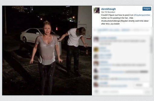 Mutig! Trotz Schwangerschaft nimmt Wladimir Klitschkos Verlobte Hayden Panettiere an der Ice Bucket Challenge teil. Foto: http://instagram.com/p/r7kiCltorA/