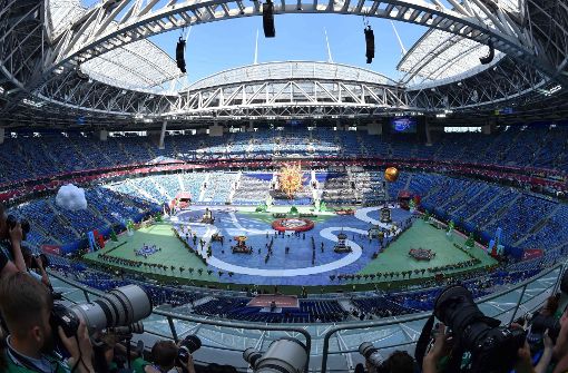 Das Stadion in St. Petersburg war Schauplatz der Eröffnungsfeier des Confed Cup. Foto: AFP