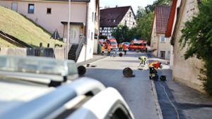 Spurensuche der Feuerwehr nach einem Gasaustritt in Aspach Foto: 7aktuell.de/Kevin Lermer
