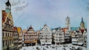 Diese Ansicht vom Stuttgarter Marktplatz mit dem alten Rathaus (links) stammt vermutlich aus dem Jahr 1890. Rechts ist Spielwaren Kurtz zu sehen. Foto: /Sammlung Harald Frank