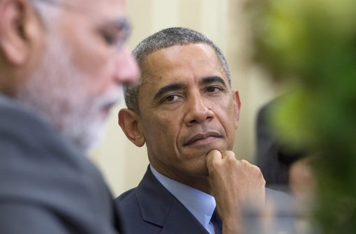 Indiens Regierungschef Narendra Modi (links) im Gespräch mit US-Präsident Barack Obama Foto: dpa