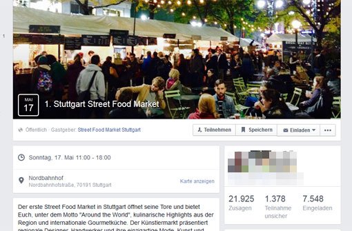Auf Facebook ist die Resonanz auf den ersten Street Food Market Stuttgart riesig. Foto: Facebook