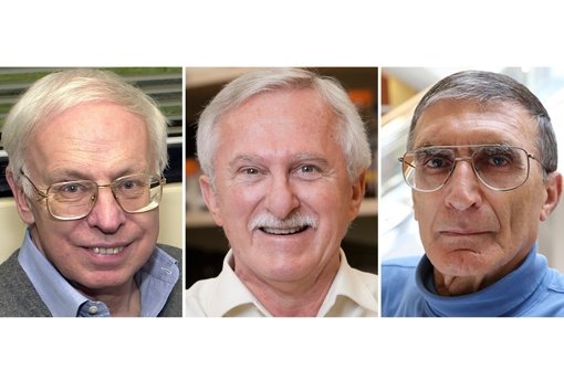 Der Nobelpreis für Chemie geht in diesem Jahr an (von links nach rechts) Tomas Lindahl (Schweden), Paul Modrich (USA) und Aziz Sancar (Türkei). Foto: dpa