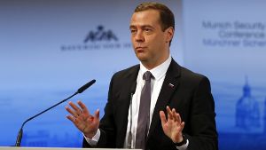 Medwedew spricht auf der Sicherheitskonferenz in München. Foto: AP