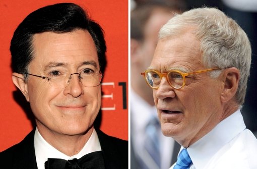 Late-Night-Legende David Letterman (rechts) und sein Nachfolger Stephen Colbert. Foto: dpa