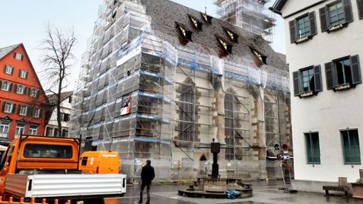 Halbzeit bei der Sanierung  der Stadtkirche: Im Dezember soll alles fertig sein. Foto: Iris Frey