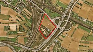 Rot umrandet ist das Plangebiet Hummelsbrunnen-Süd, auf dem die Bioabfallvergärungsanlage gebaut werden soll. Foto: Stadt Stuttgart