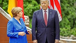 Bundeskanzlerin Angela Merkel und US-Präsident Donald Trump machen zum Auftakt des G7-Gipfel in Taormina ernste Gesichter. Foto: dpa
