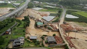 Im Süden Japans gab es schwere Überschwemmungen. Foto: AFP