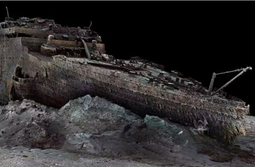Hochauflösende 3D-Aufnahme des Wracks der Titanic in 3821 Meter Tiefe. Foto: AFP/BBC/Atlantic Produtcions/Magellan