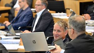 Welche Rolle spielt er, wenn es um Mehrheiten geht? – Thüringens AfD-Chef Björn Höcke im Landtag Foto: dpa/Martin Schutt