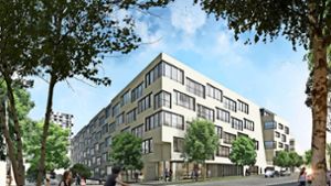 Von der Maybachstraße aus betrachtet  könnte das zukünftige Gebäude  etwa so aussehen. Foto: Kresings Architektur  und GIEAG Immobilien AG