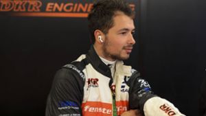 Laurents Hörr im vergangenen Jahr bei einer Pressekonferenz vor der 24 Stunden von Le Mans. Foto: IMAGO//MPS AGENCY