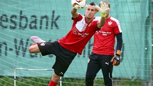Odisseas Vlachodimos: Seit Juli 2014 zählt der Torhüter zum Erstliga-Kader des VfB – Bundesliga-Spiele hat er aber noch keine bestritten. Foto: Baumann
