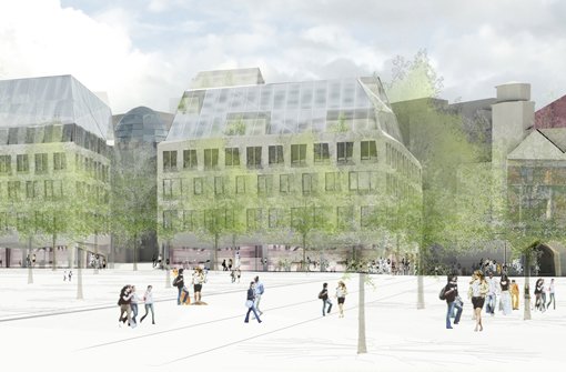 Der vorerst letzte Stand der Planung für das Quartier am Karlsplatz: ... Foto: Breuninger/Behnisch Architekten