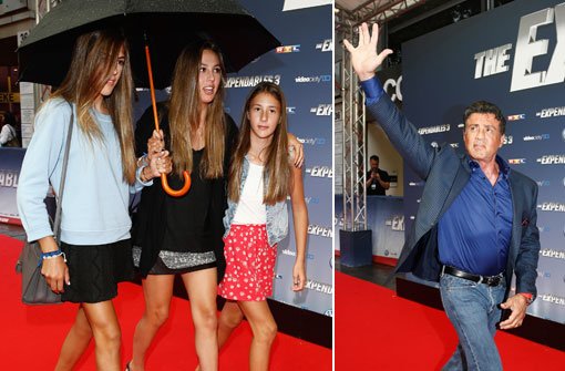 Zur Deutschlandpremiere von The Expendables 3 brachte Sylvester Stallone seine drei Töchter mit. Foto: Getty Images
