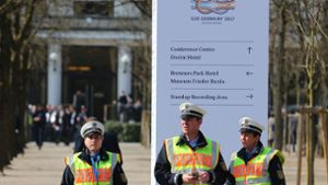 Ein starkes Polizeiaufgebot sichert den G20-Gipfel in Baden-Baden. Foto: Getty Images Europe