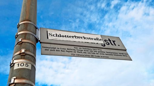 Anfang des Jahres haben linke Aktivisten in Fellbach die Hindenburgstraße umgetauft. Auch in Ludwigsburg ist dieser Straßenname umstritten. Foto: Dirk Herrmann