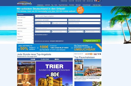 Drei Unternehmen der Unister-Gruppe melden nun Insolvenz an, darunter auch das Online-Portal Ab-in-den-Urlaub. Foto: @www.ab-in-den-urlaub.de