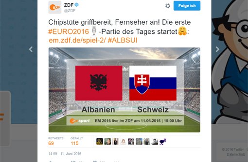 Hier hätte das ZDF mal besser die Schweiz-Fahne eingefügt. Foto: Screenshot ZDF Twitter