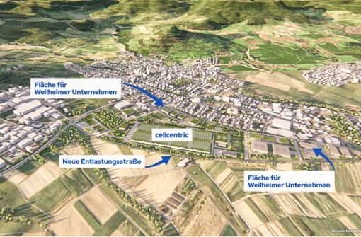 So soll das neue Industrie- und Gewerbegebiet Rosenloh aussehen. Foto: Stadt Weilheim