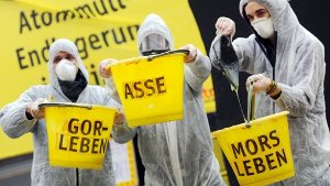 Aktivisten demonstrieren gegen das Atommüll-Endlager Gorleben. Auch die niedersächsischen Grünen würden Gorleben am liebsten von vornherein aus dem Rennen nehmen.  Foto: dpa