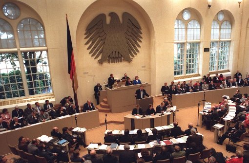 Parlamentsdebatte 1991 im Bonner Wasserwerk. Foto: dpa