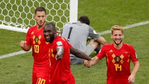 Jubel bei den belgischen Spielern – Frust hingegen bei Neuling Panama und Keeper Jaime Penedo Foto: AFP