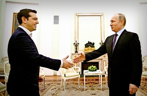 Griechenlands Premier Alexis Tsipras (links) und Russlands Präsident Wladimir Putin. Foto: dpa