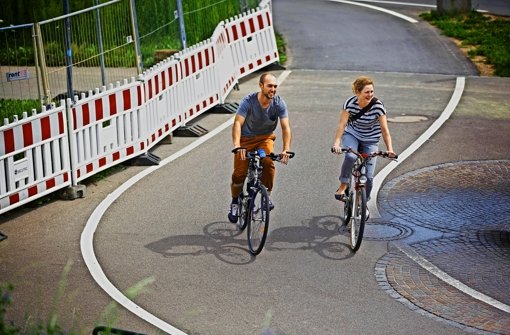 Beim Mineralbad Leuze ist der Fahrradweg während der Bauarbeiten kurviger und steiler als zuvor. Foto: Gottfried Stoppel