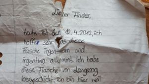Flaschenpost von Mädchen aus Freiburg nach acht Jahren gefunden