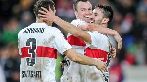 Jubel beim VfB: Die Stuttgarter haben das Spiel in der Schlussphase für sich entschieden Foto: Getty