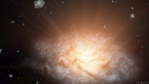 So hell wie 300 Billionen Sonnen: Astronomen haben die bislang hellste Galaxie des Universums entdeckt. Foto: NASA/JPL-Caltech