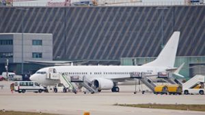 Das betreffende Flugzeug von Turkish Airlines am Flughafen Stuttgart. Foto: SDMG