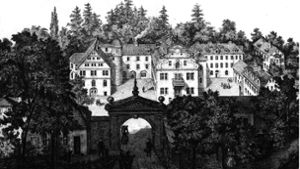 Das Schloss Stetten in einer Darstellung um 1840 –  etwa   20 Jahre später zog dort die damalige Heil- und Pflegeanstalt ein. Foto: Diakonie Stetten