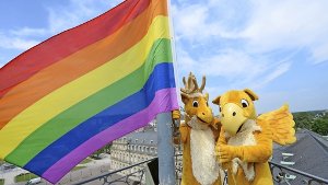 Die Regenbogenfahne – das Symbol der Homosexuellen – passt nicht allen. Foto: dpa