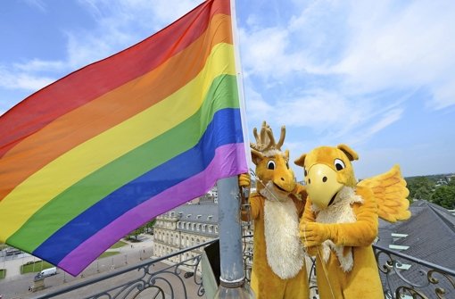 Die Regenbogenfahne – das Symbol der Homosexuellen – passt nicht allen. Foto: dpa