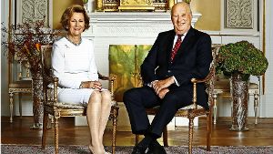 Königin Sonja und König Harald: beide feiern 2017 ihren 80.Geburtstag. Der König am 20. Februar, seine Gattin am 4. Juli. Foto: dpa