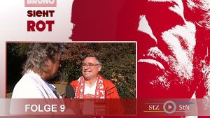 Folge 9 der VfB-Videoserie Bruno sieht rot wurde bei strahlendem Sonnenschein in der Wilhelma gedreht. Der schöne Bruno konnte Gerhard Geupert, Vorsitzender des VfB-Fanclubs Stuttgart Giebel, begrüßen. Foto: SIR