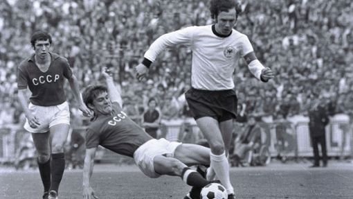 Franz Beckenbauer bei der Fußball Europameisterschaft 1972 in Belgien. Foto: baumann/baumann