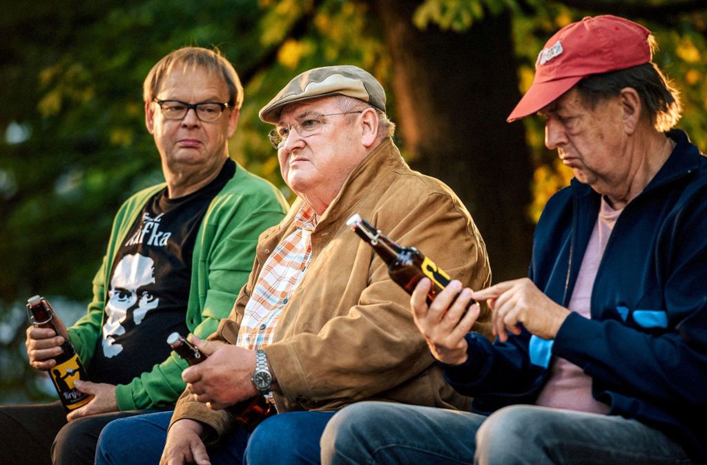 Dicke Kumpel: von links Bernd (Fritz Roth),Paul Krüger (Horst Krause) und Ecki (Jörg Gudzuhn)