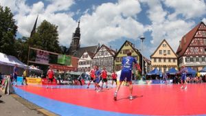 Handball beim Esslinger Marktplatzturnier. Foto: Baumann