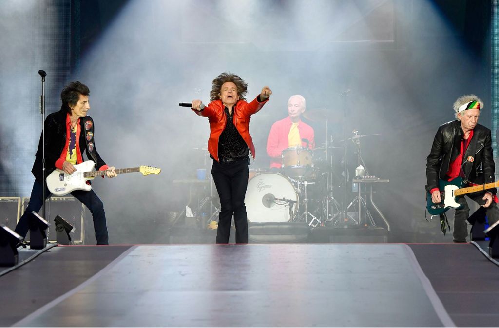 Da geht noch immer was! Die Herren Ron Wood, Mick Jagger, Charlie Watts und Keith Richards (von links) bei ihrem Auftritt in Berlin am vergangenen Wochenende